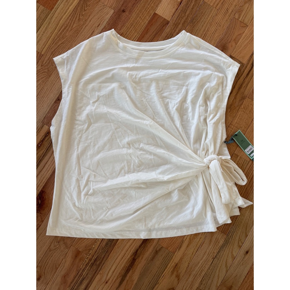 Terra & Sky Womens 3X Winter White Side Tie Dolman Tee NWT Plus Size 24W-26W